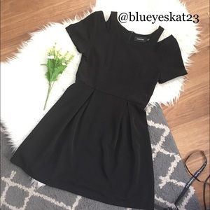 MINKPINK Cold-Shoulder Short Sleeve Black Dress
